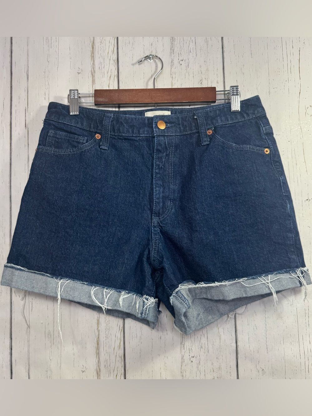 UniversalβThread Vintage Midi Dark Wash Cuffed Denim Shorts 10/30R Summer Casual
